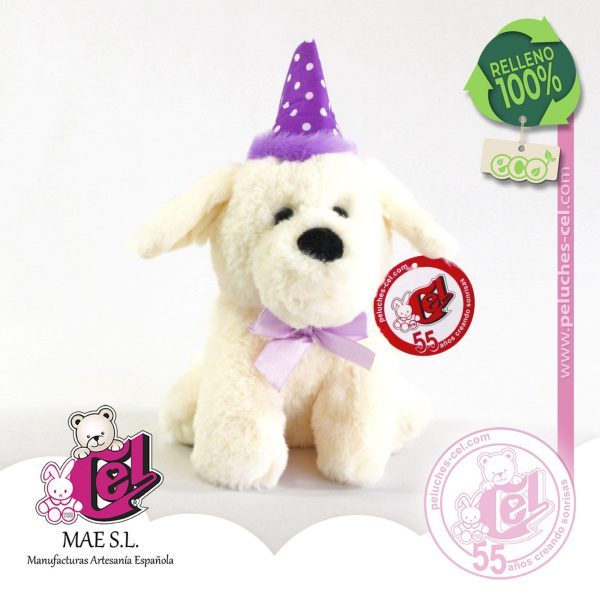 Perro Peluche fiesta 22 CM Blanco - Imagen 3