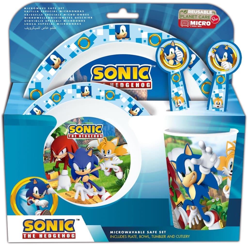 STOR SET MICRO KIDS 5 PCS(PLATO,CUENCO,VASO 264 ML Y CUBIERTOS)STITCH PALMS