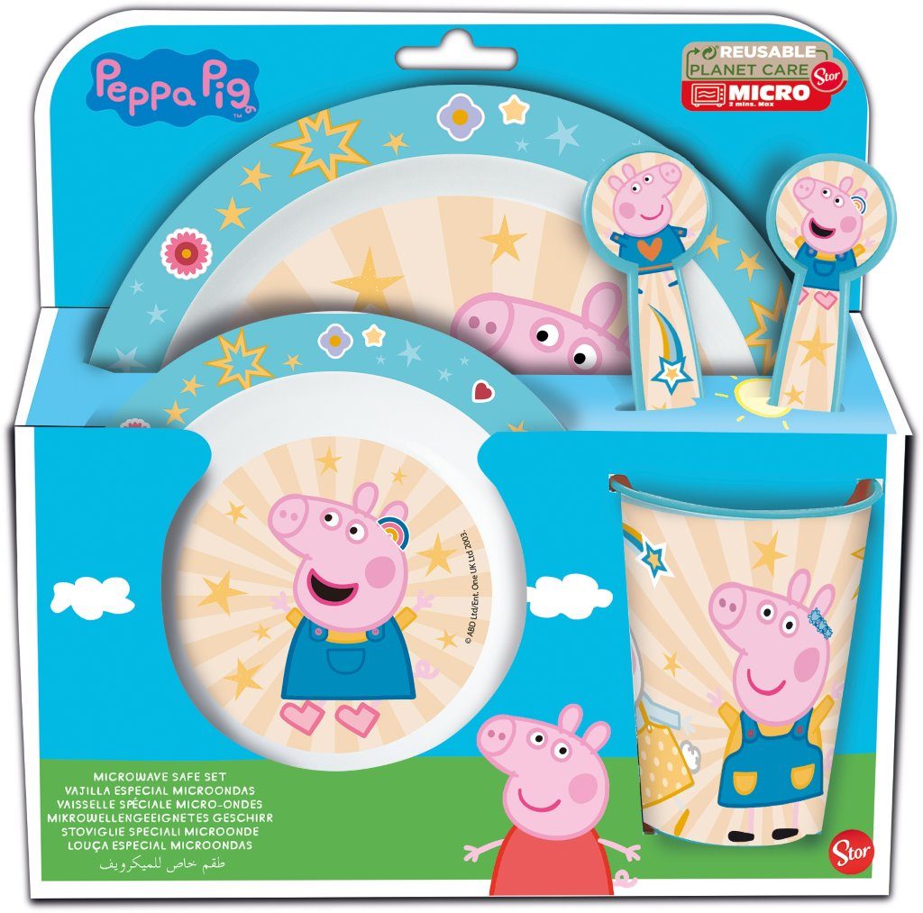 STOR SET MICRO KIDS 5 PCS(PLATO,CUENCO,VASO 266 ML Y CUBIERTOS)STITCH PALMS