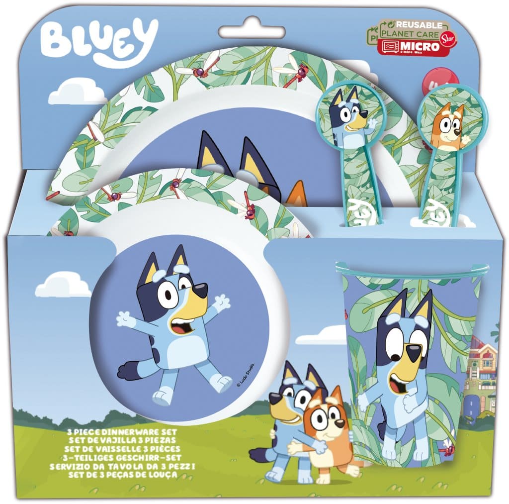 STOR SET MICRO KIDS 5 PCS(PLATO,CUENCO,VASO 261 ML Y CUBIERTOS)STITCH PALMS