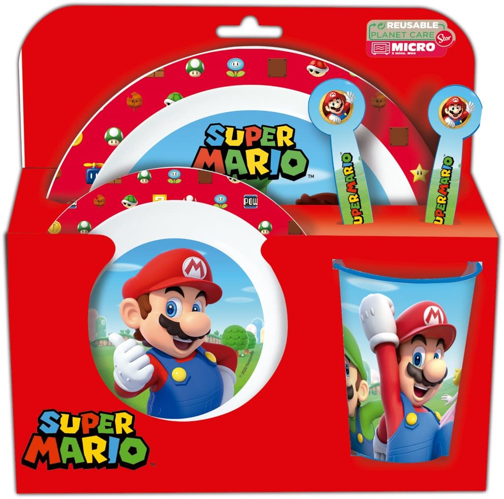 STOR SET MICRO KIDS 5 PCS(PLATO,CUENCO,VASO 262 ML Y CUBIERTOS)STITCH PALMS