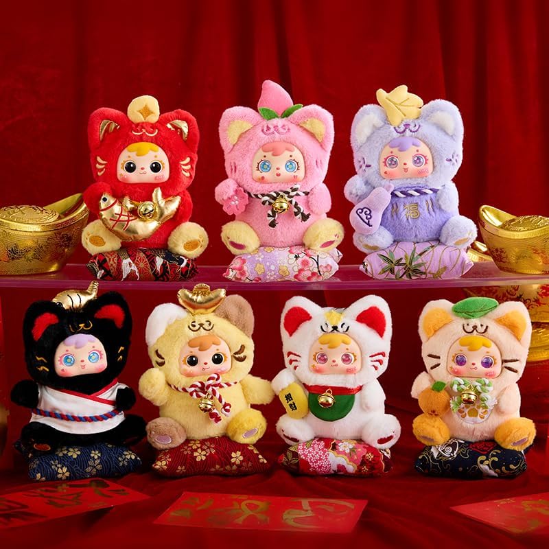 Samuel San XIAO Mao. Caja Sorpresa. Peluche 18 cm, colección Gatito de la fortuna