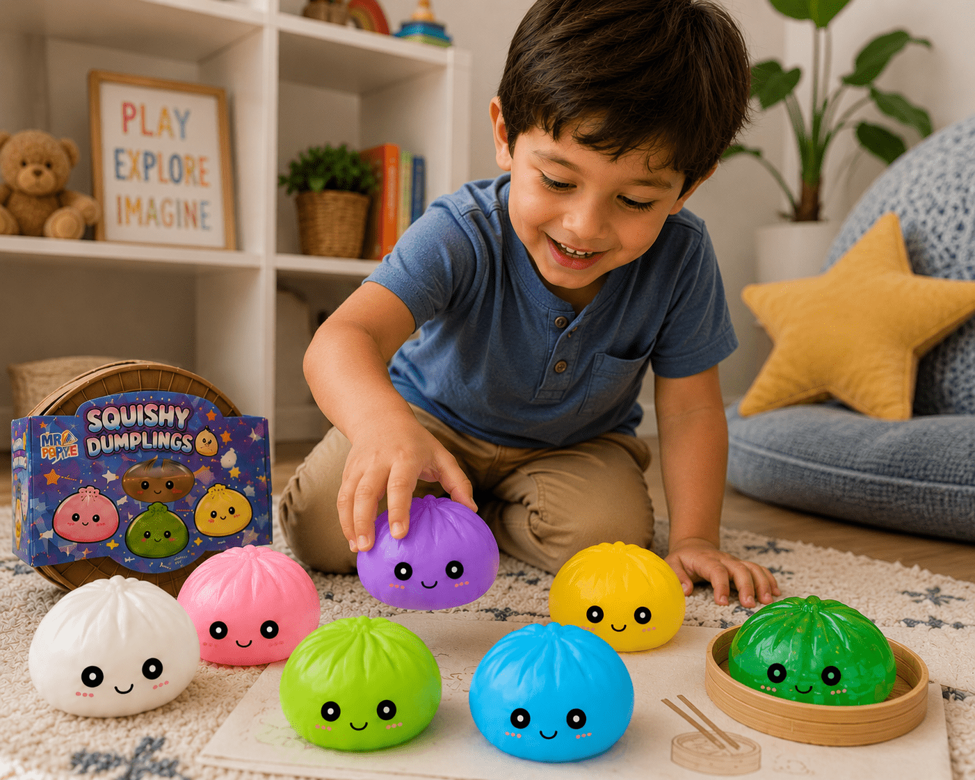 1 pieza Squishy Dumpling Fluorescente 8.5 cm (Juguete antiestrés) - Imagen 2