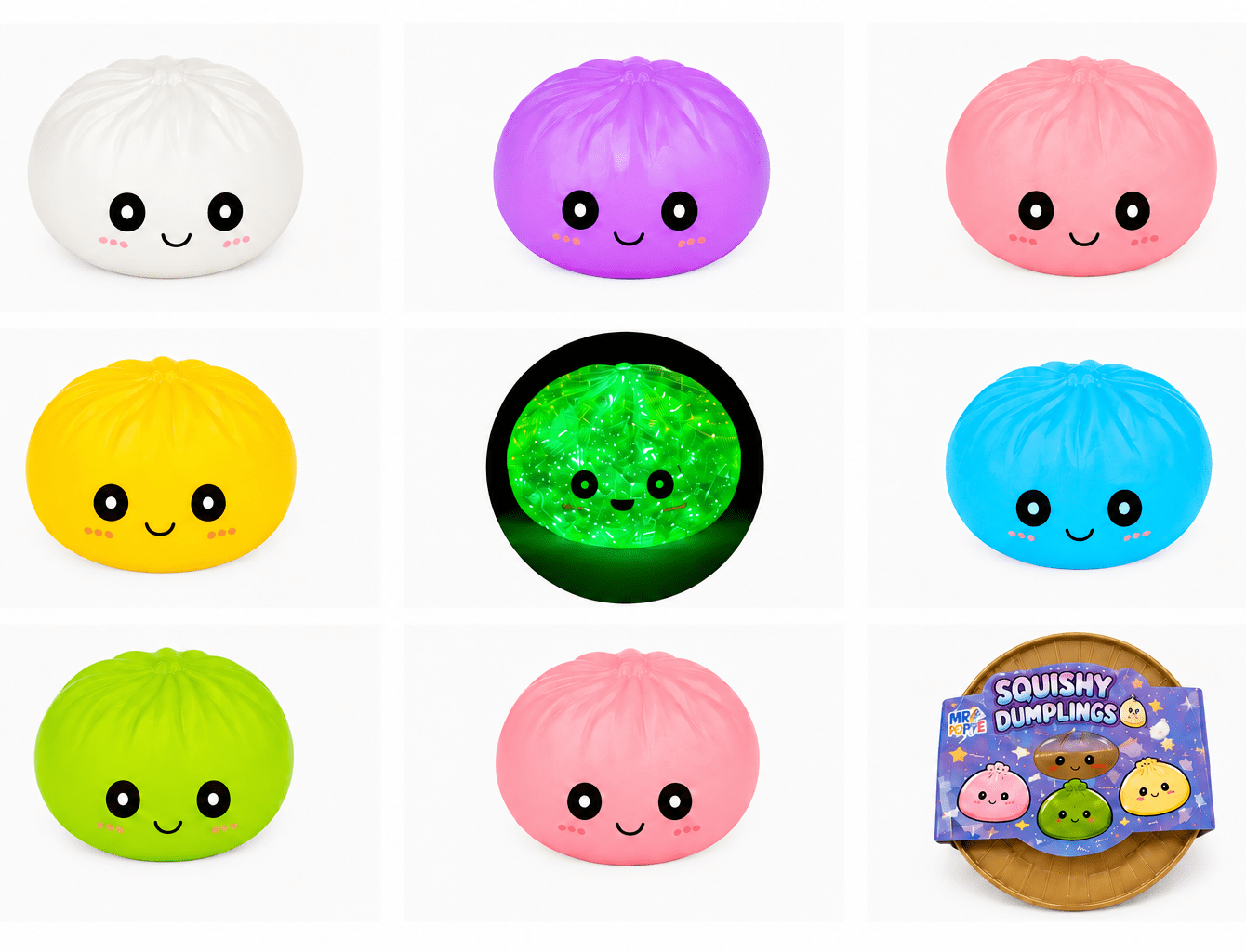 1 pieza Squishy Dumpling Fluorescente 8.5 cm (Juguete antiestrés) - Imagen 4