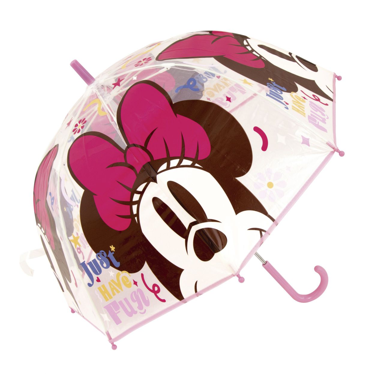 PARAGUAS DE EVA TRANSPARENTE DE MINNIE,FORMA DE BURBUJA, APERTURA MANUAL