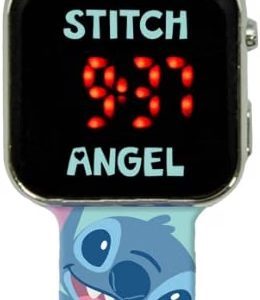 Kids Licensing - Reloj Digital LED Stitch -Tiene Funciones de Hora, Fecha y Correa Ajustable
