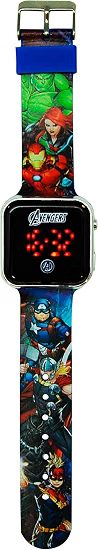 Reloj Digital LED Avengers -Tiene Funciones de Hora, Fecha y Correa Ajustable