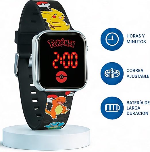 Reloj Digital LED Pokemon -Tiene Funciones de Hora, Fecha y Correa Ajustable - Imagen 2