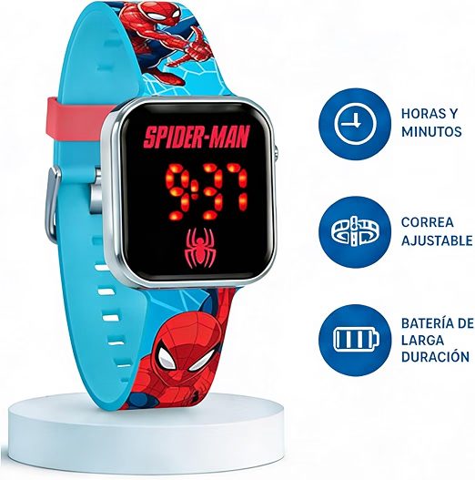 Reloj Digital LED Spider Man -Tiene Funciones de Hora, Fecha y Correa Ajustable - Imagen 3