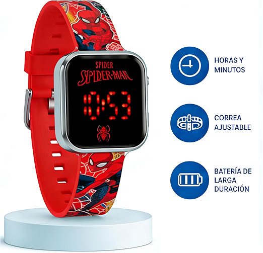 Reloj Digital LED Spider Man -Tiene Funciones de Hora, Fecha y Correa Ajustable - Imagen 3