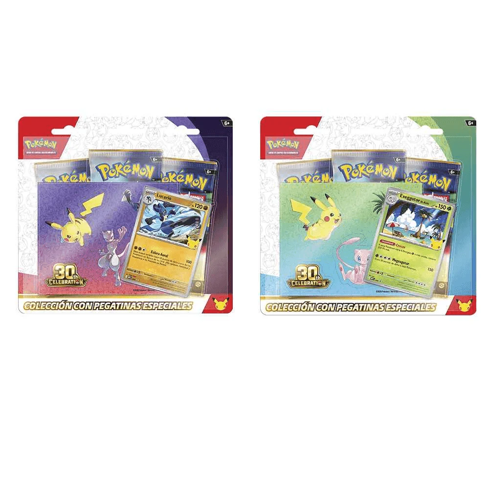 Pokémon TCG 30º Aniversario Tech Sticker Collection con 3 Sobres y Pegatinas +6 años