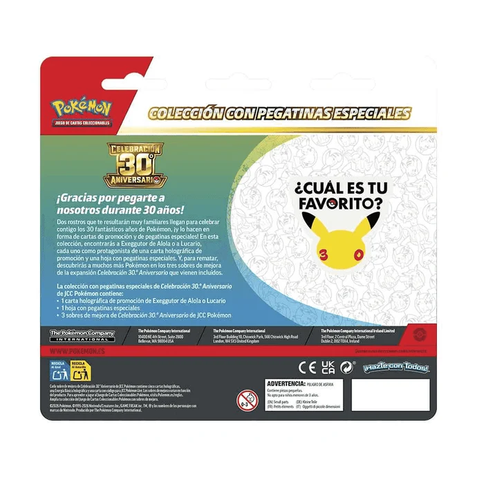 Pokémon TCG 30º Aniversario Tech Sticker Collection con 3 Sobres y Pegatinas +6 años - Imagen 3