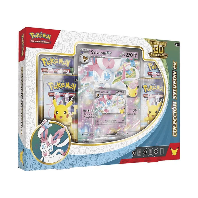 Pokémon TCG 30º Aniversario EX Box Surtida con 4 Sobres y Carta Grande +6 años - Imagen 2