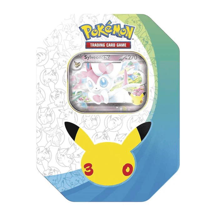 Pokémon TCG 30 Aniversario EX Tin Surtida con 4 Sobres y Carta Promocional +6 años - Imagen 2