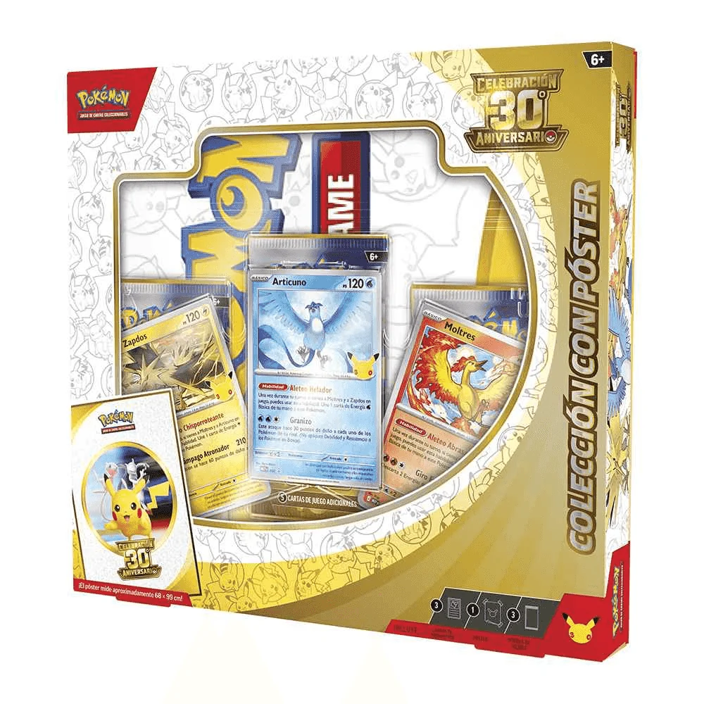 Pokémon TCG 30º Aniversario Poster Collection con 3 Sobres y 3 Cartas Promocionales