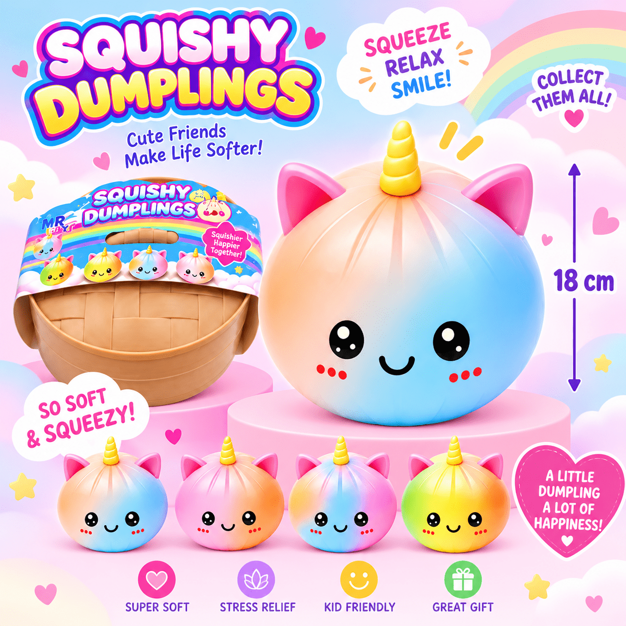 Squishy Dumpling 18 cm diseño de unicornio - Imagen 2