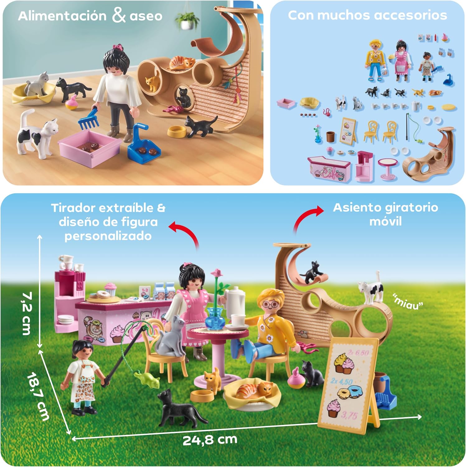PLAYMOBIL | My Life | Café de Gatos | Juguetes para niños | Figuras de Animales | para niños a Partir de 4 años - Imagen 2