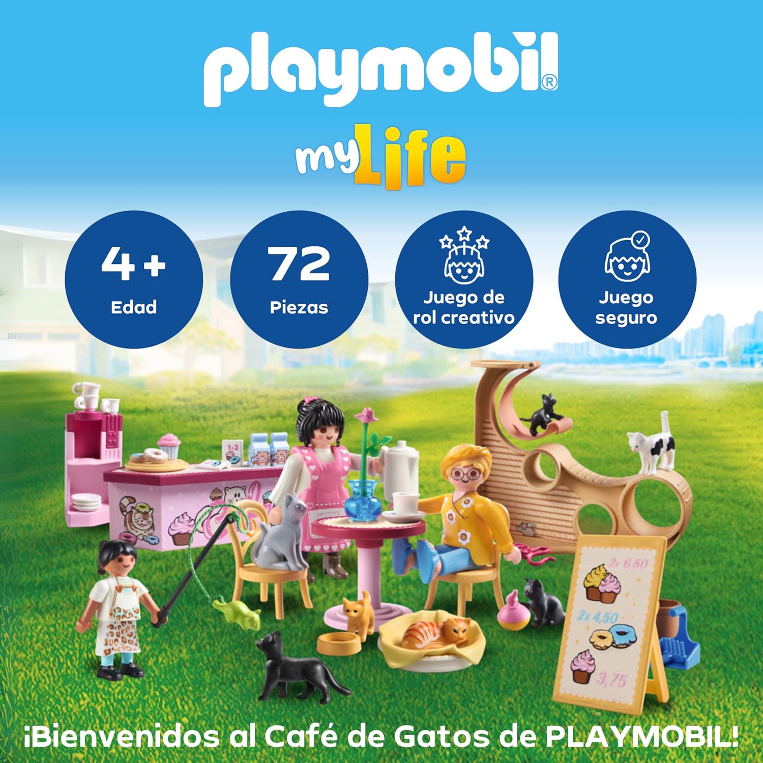 PLAYMOBIL | My Life | Café de Gatos | Juguetes para niños | Figuras de Animales | para niños a Partir de 4 años - Imagen 3