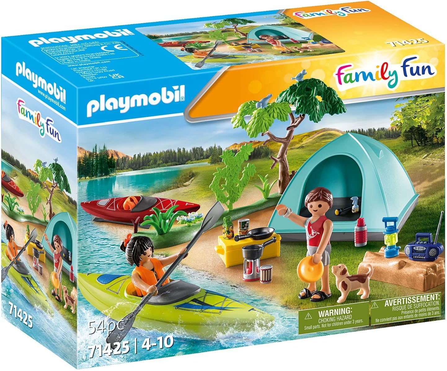 PLAYMOBIL Family Fun Camping con Hoguera, Aventura al Aire Libre en el Camping. Juguetes para niños a Partir de 4 años