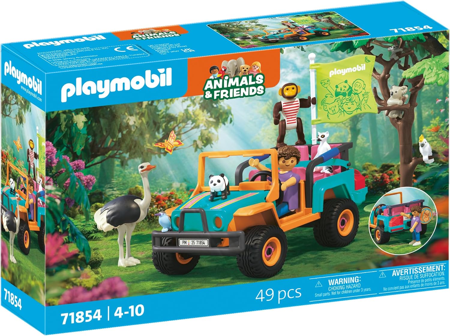 PLAYMOBIL | Animals & Friends | Jeep Multicolor | Juguete para Mayores de 4 años