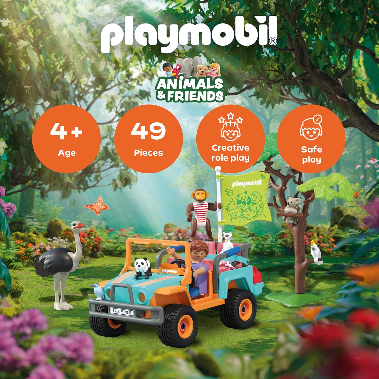 PLAYMOBIL | Animals & Friends | Jeep Multicolor | Juguete para Mayores de 4 años - Imagen 3